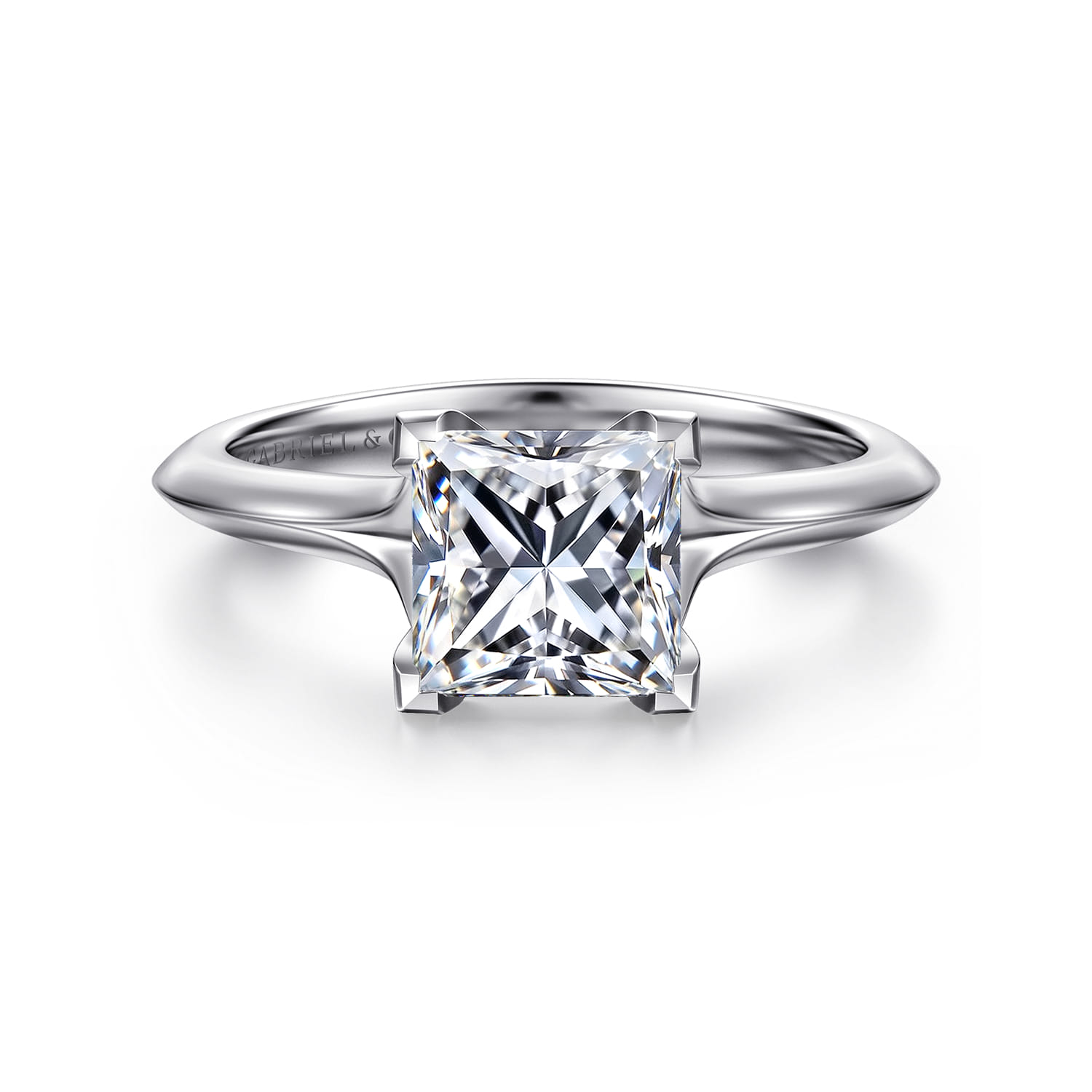 Ellis - 14K White Gold Princess Cut Diamond Engagement Ring - Shot 1