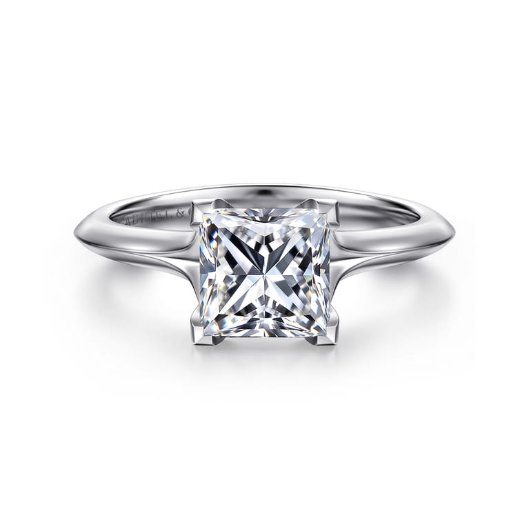 Ellis - 14K White Gold Princess Cut Diamond Engagement Ring - Shot 1