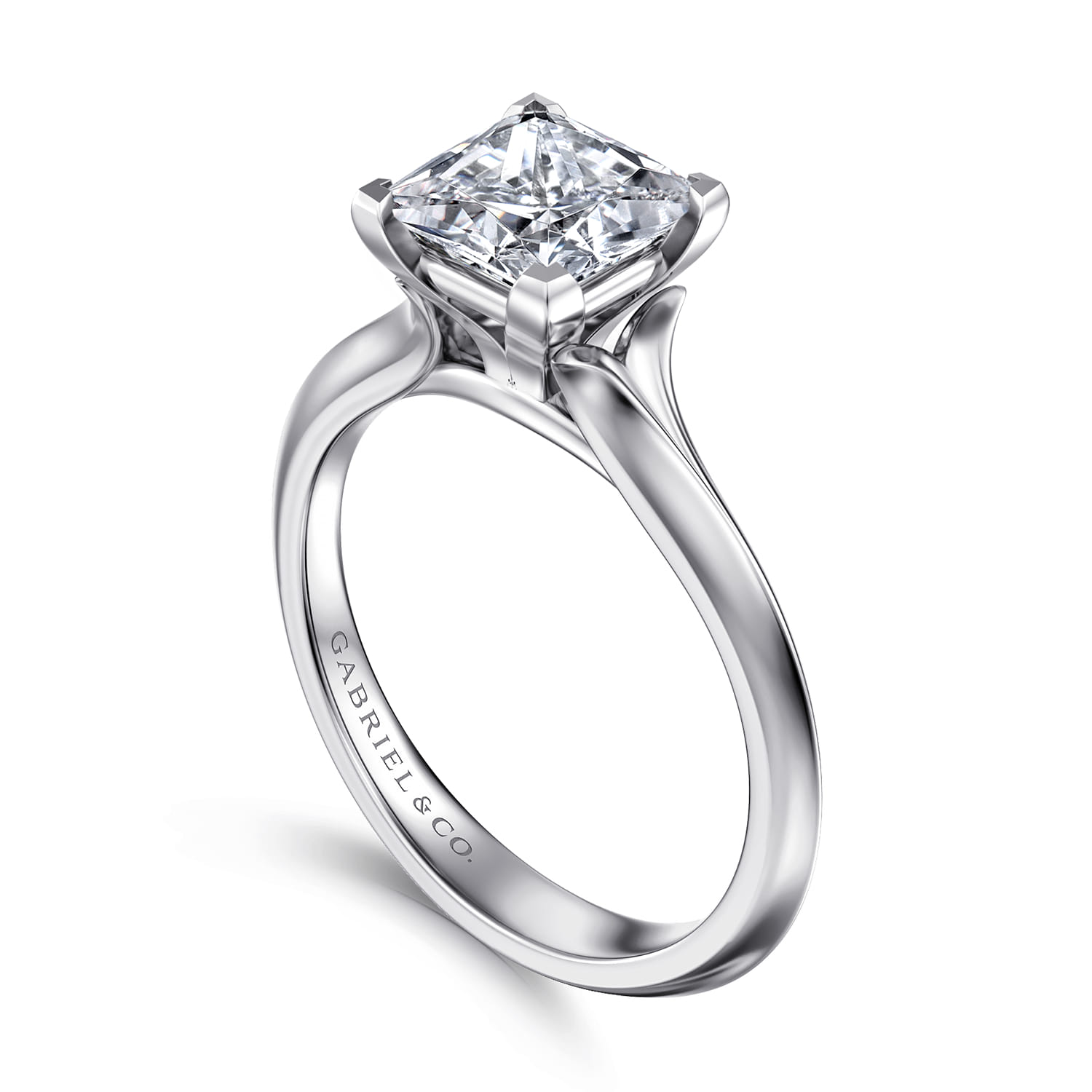 Ellis - 14K White Gold Princess Cut Diamond Engagement Ring - Shot 3