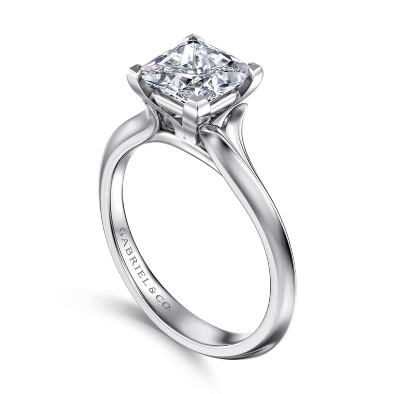 Ellis - 14K White Gold Princess Cut Diamond Engagement Ring - Shot 3