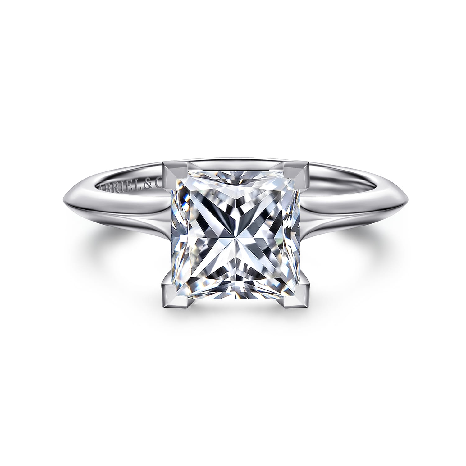 Ellis - 14K White Gold Princess Cut Diamond Engagement Ring - Shot 1
