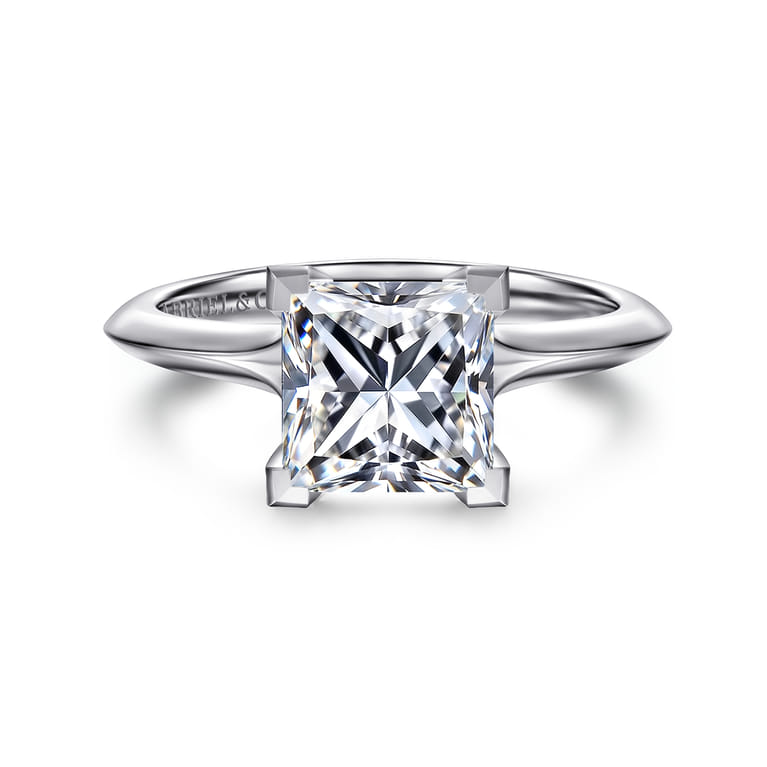 Ellis - 14K White Gold Princess Cut Diamond Engagement Ring - Shot 1