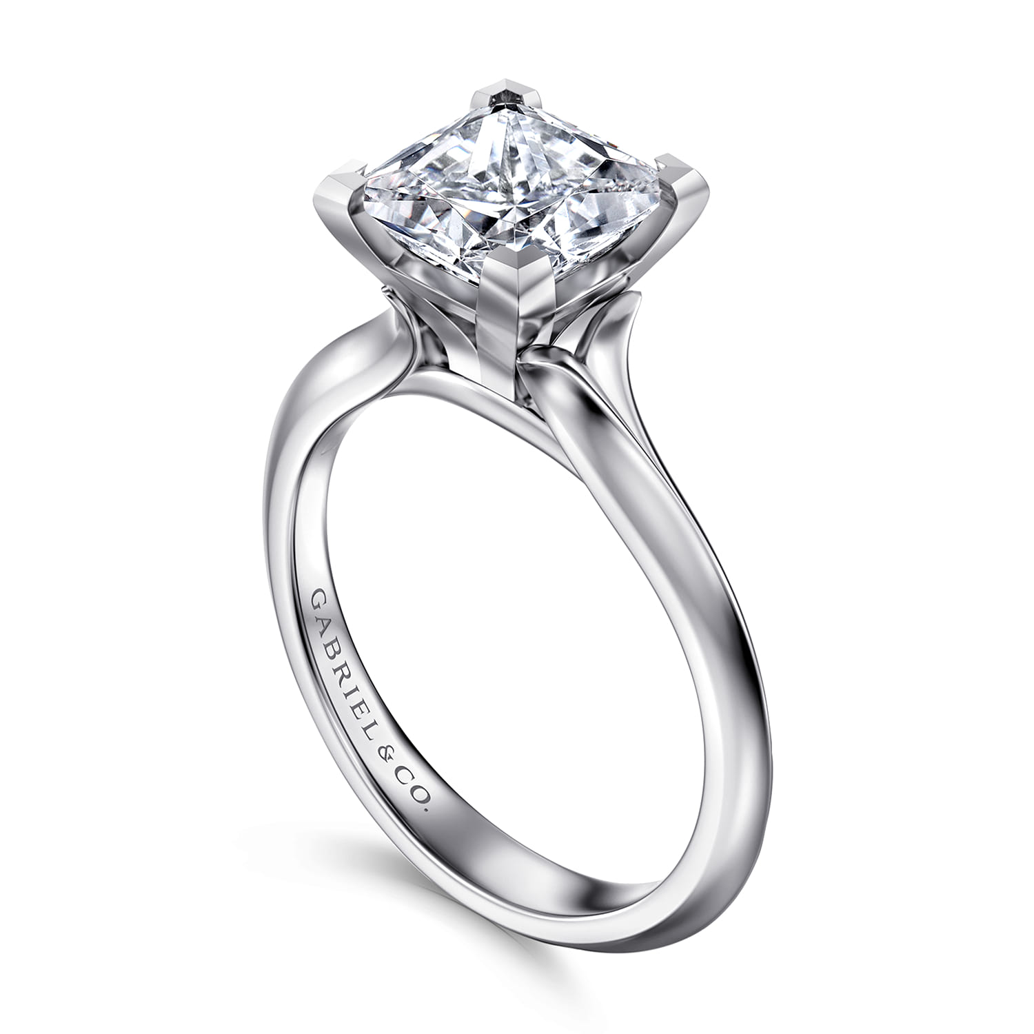 Ellis - 14K White Gold Princess Cut Diamond Engagement Ring - Shot 3