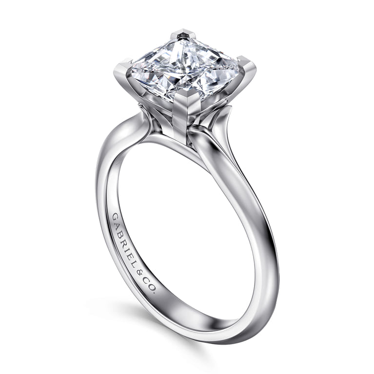 Ellis - 14K White Gold Princess Cut Diamond Engagement Ring - Shot 3