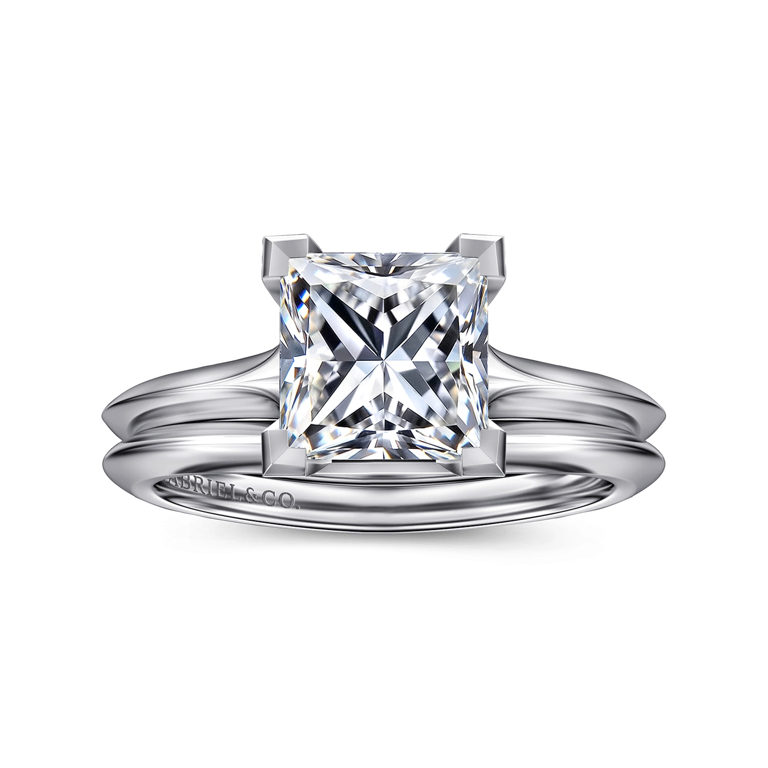 Ellis - 14K White Gold Princess Cut Diamond Engagement Ring - Shot 4