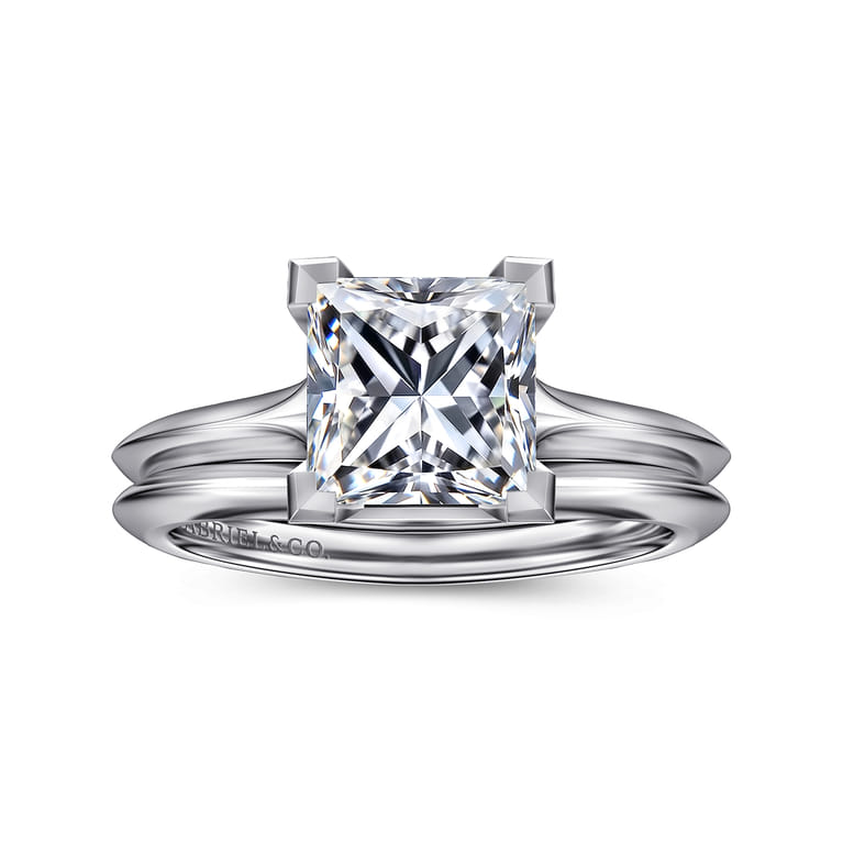 Ellis - 14K White Gold Princess Cut Diamond Engagement Ring - Shot 4