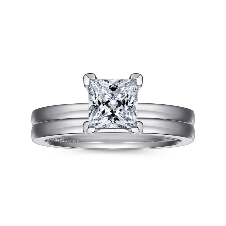 Paula - 14K White Gold Princess Cut Diamond Engagement Ring - Shot 4