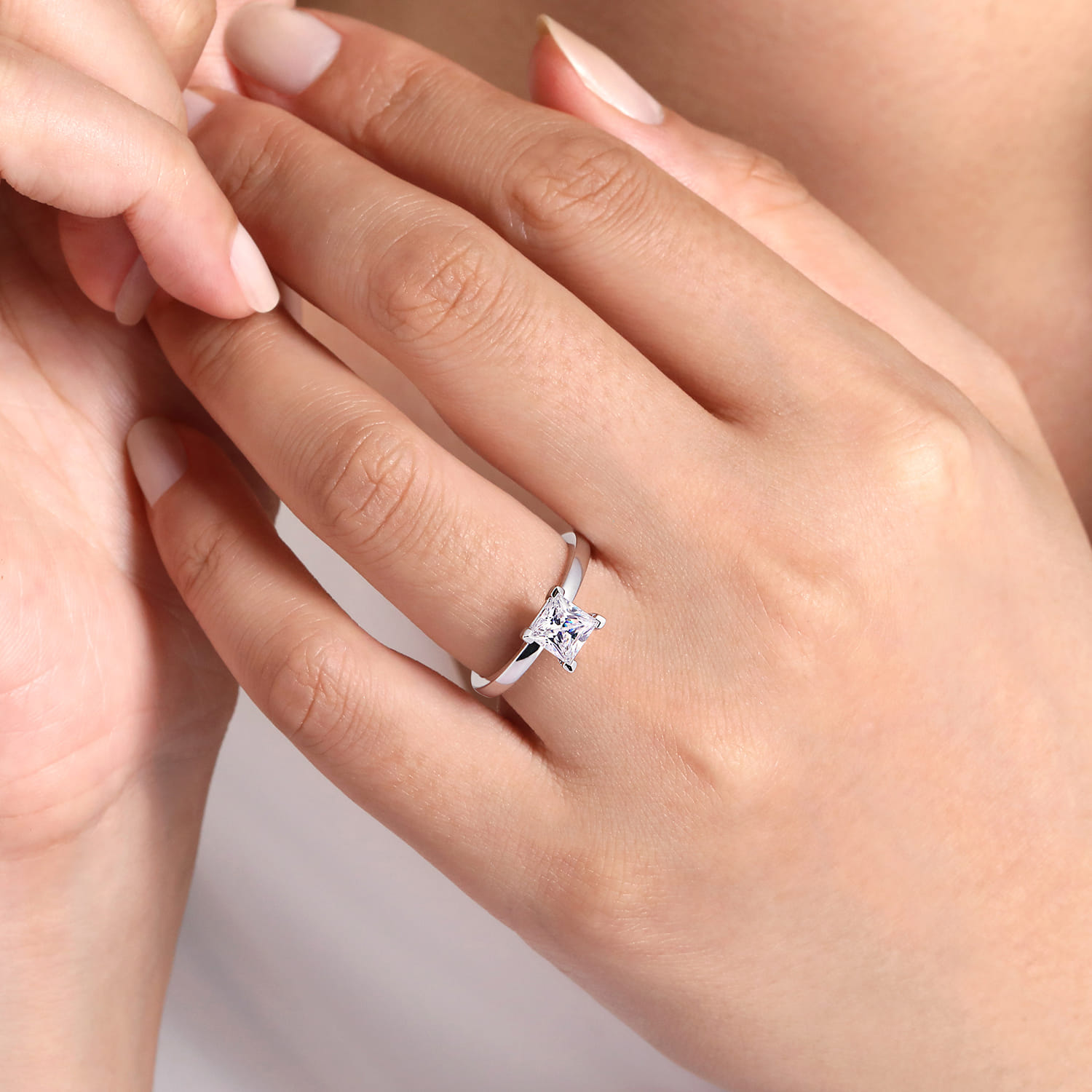 Paula - 14K White Gold Princess Cut Diamond Engagement Ring - Shot 6