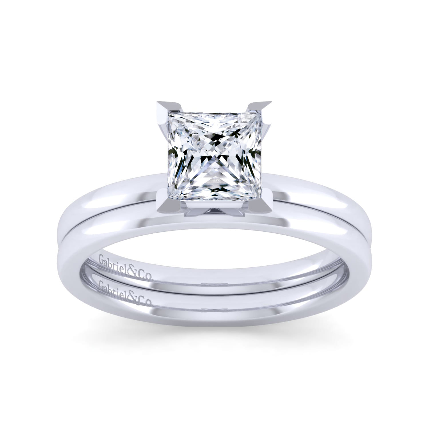 Paula - 14K White Gold Princess Cut Diamond Engagement Ring - Shot 4
