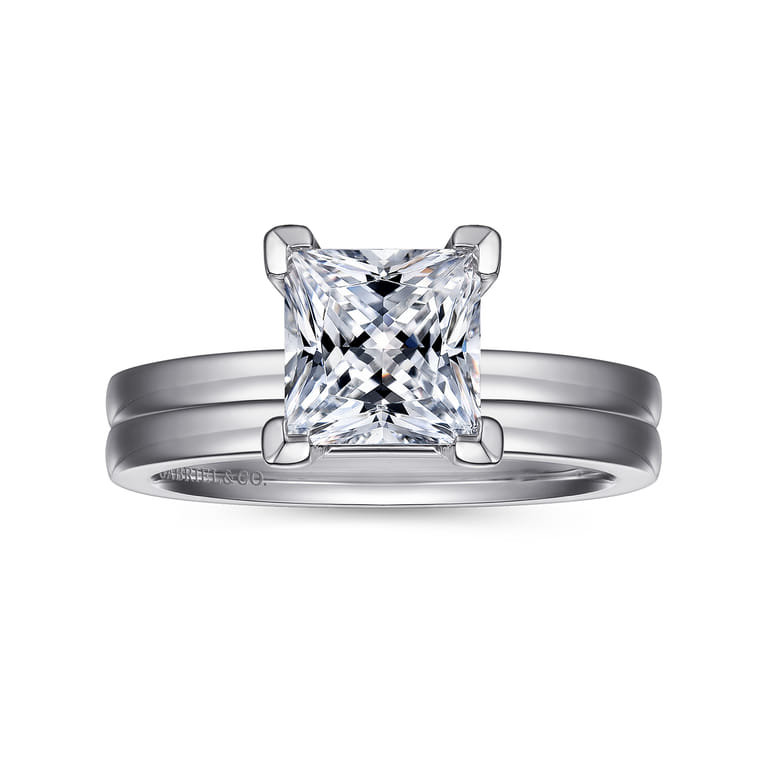 Paula - 14K White Gold Princess Cut Diamond Engagement Ring - Shot 4