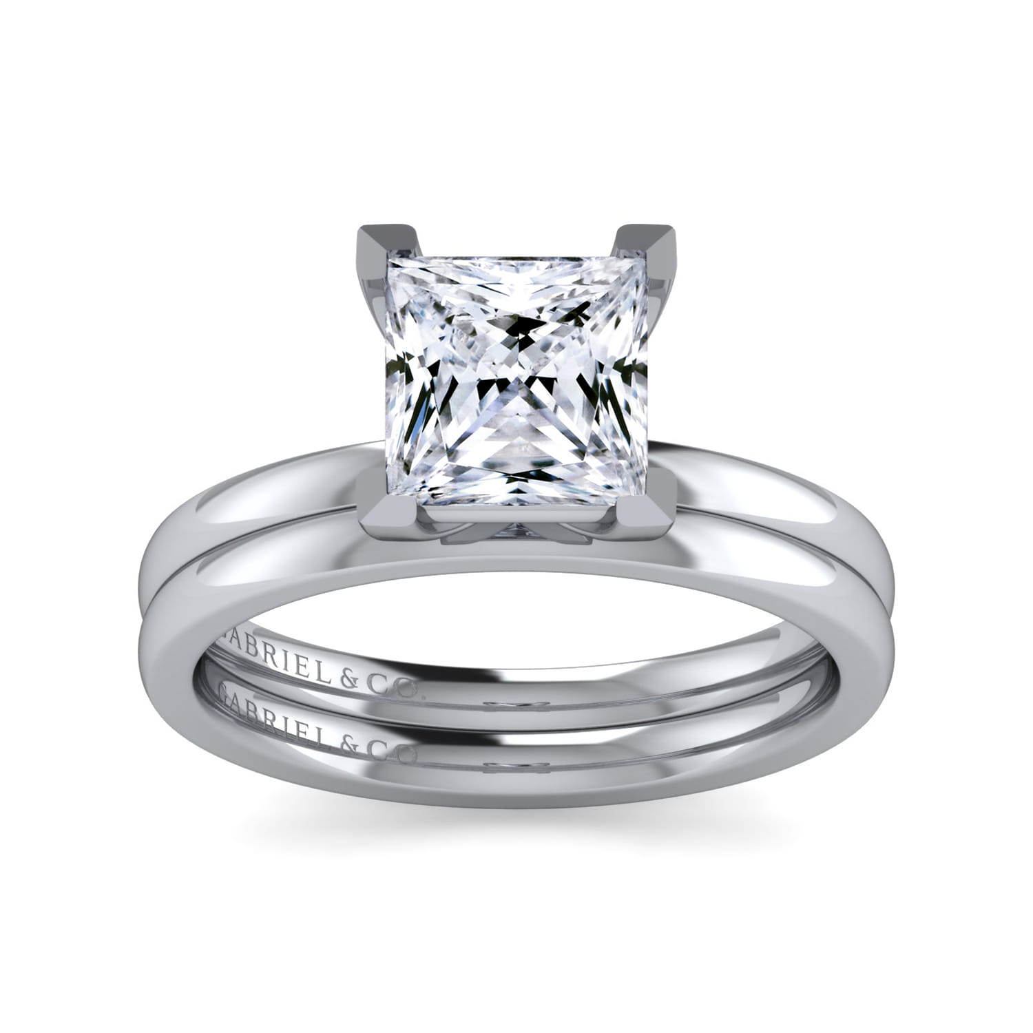 Paula - 14K White Gold Princess Cut Diamond Engagement Ring - Shot 4