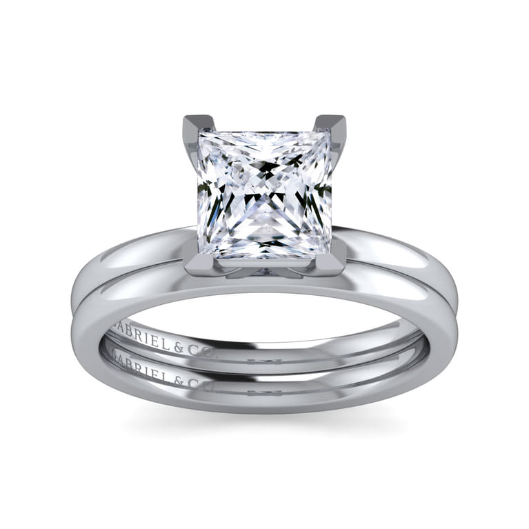 Paula - 14K White Gold Princess Cut Diamond Engagement Ring - Shot 4