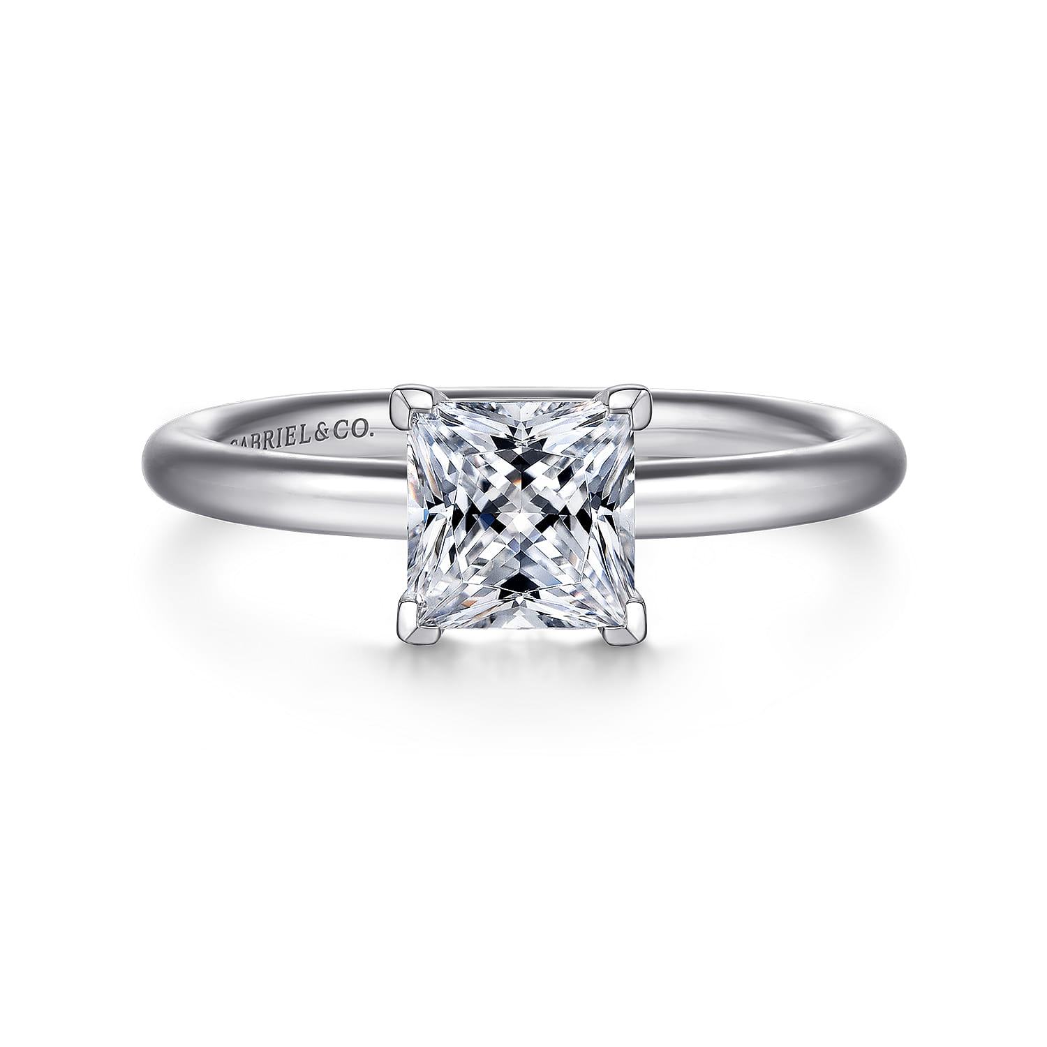 Lark - 14K White Gold Princess Cut Solitaire Engagement Ring - Shot 1