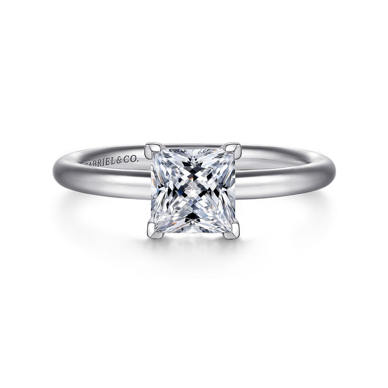 Lark - 14K White Gold Princess Cut Solitaire Engagement Ring - Shot 1