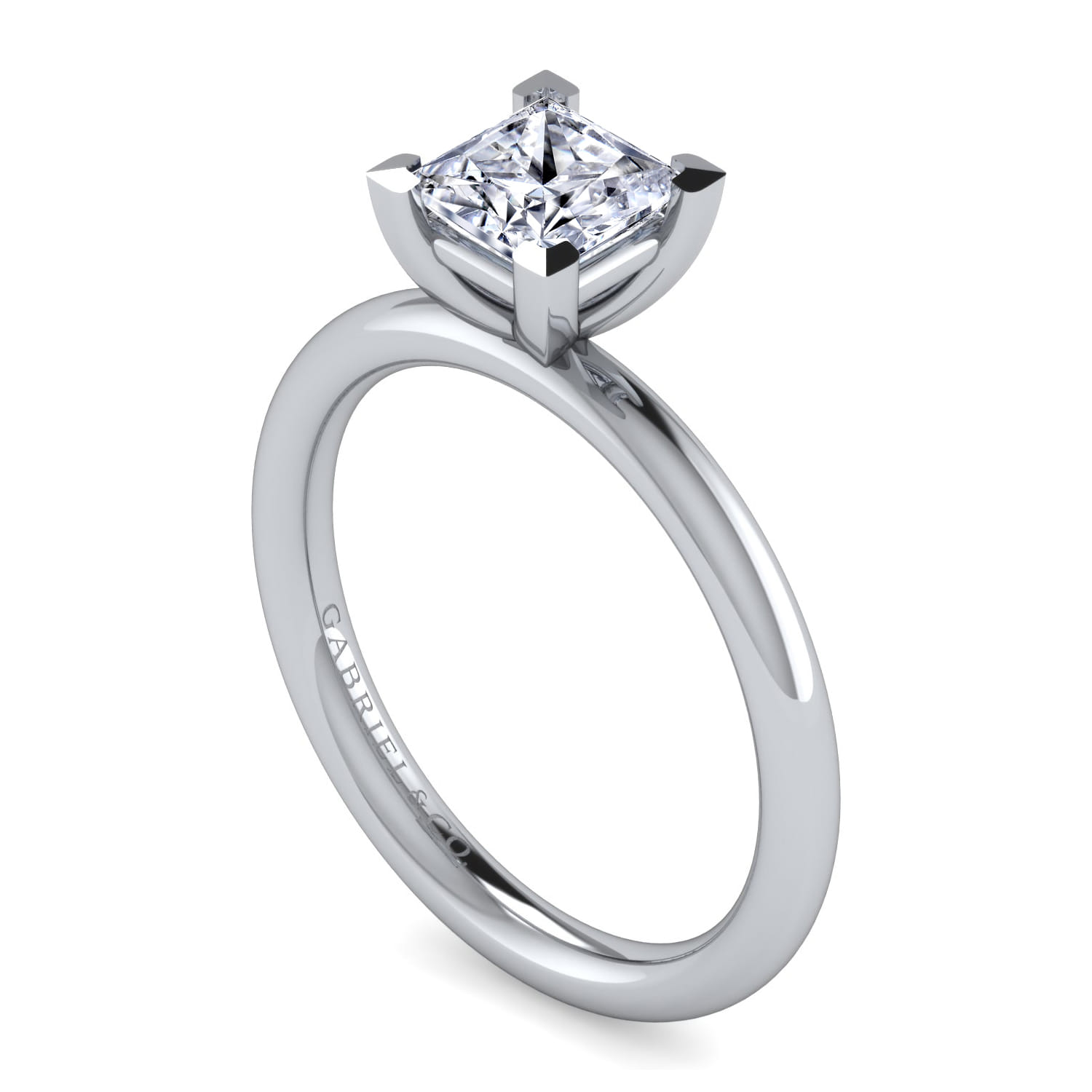Lark - 14K White Gold Princess Cut Solitaire Engagement Ring - Shot 3