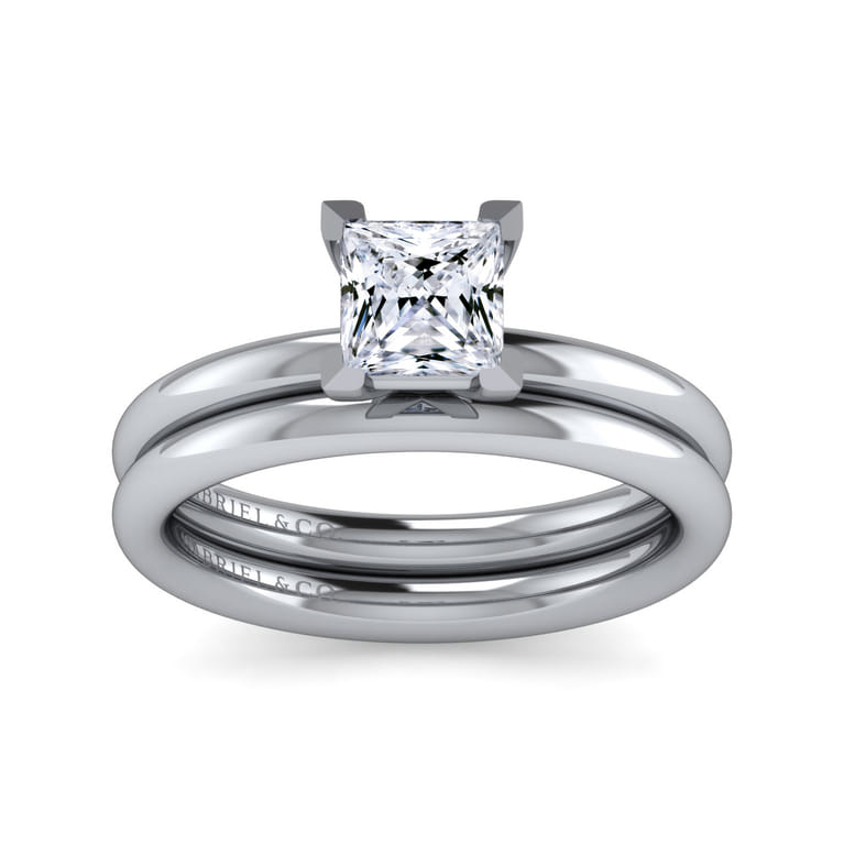 Lark - 14K White Gold Princess Cut Solitaire Engagement Ring - Shot 4