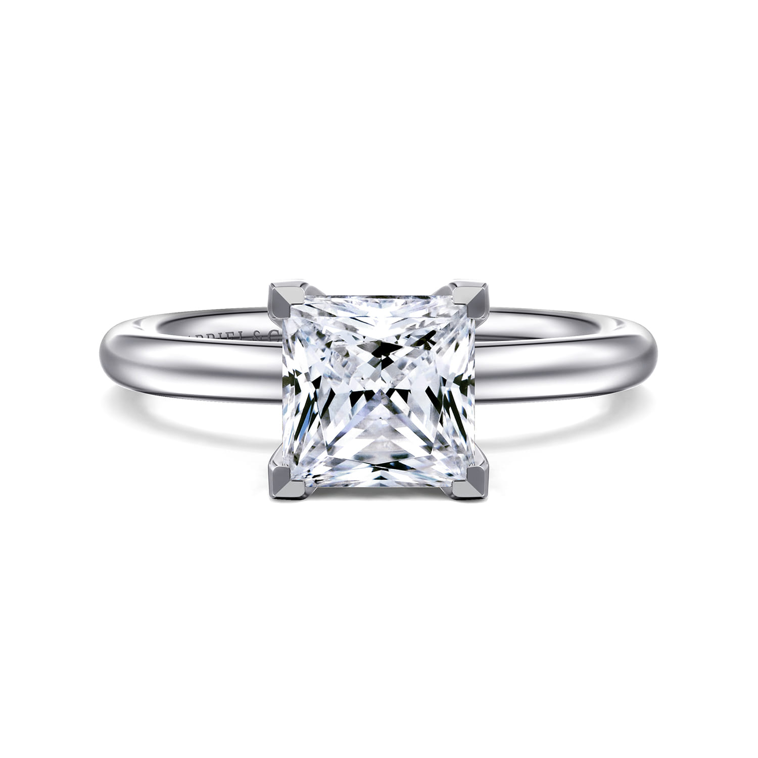 Lark - 14K White Gold Princess Cut Solitaire Engagement Ring - Shot 1