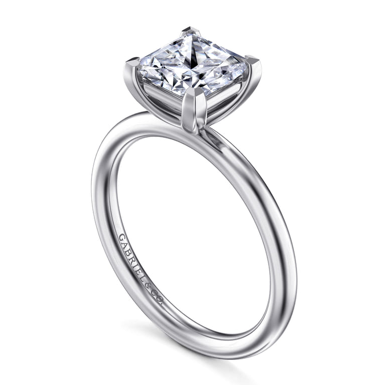 Lark - 14K White Gold Princess Cut Solitaire Engagement Ring - Shot 3