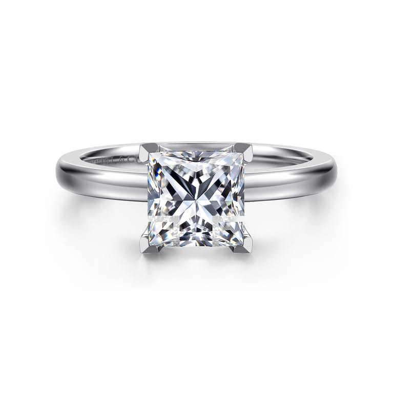 Emma - 14K White Gold Princess Cut Solitaire Engagement Ring - Shot 1