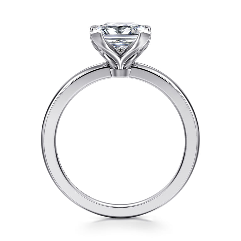Emma - 14K White Gold Princess Cut Solitaire Engagement Ring - Shot 2