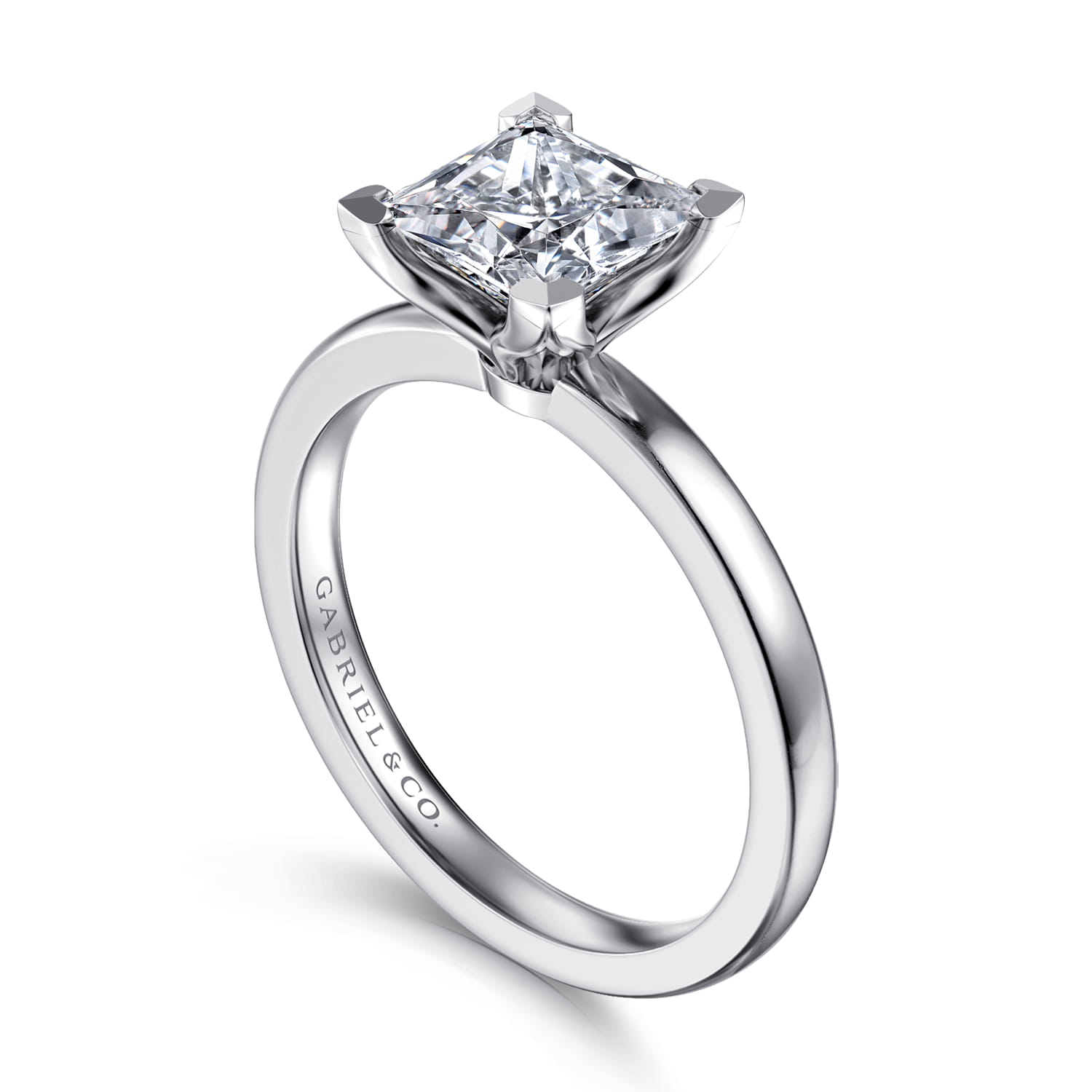 Emma - 14K White Gold Princess Cut Solitaire Engagement Ring - Shot 3