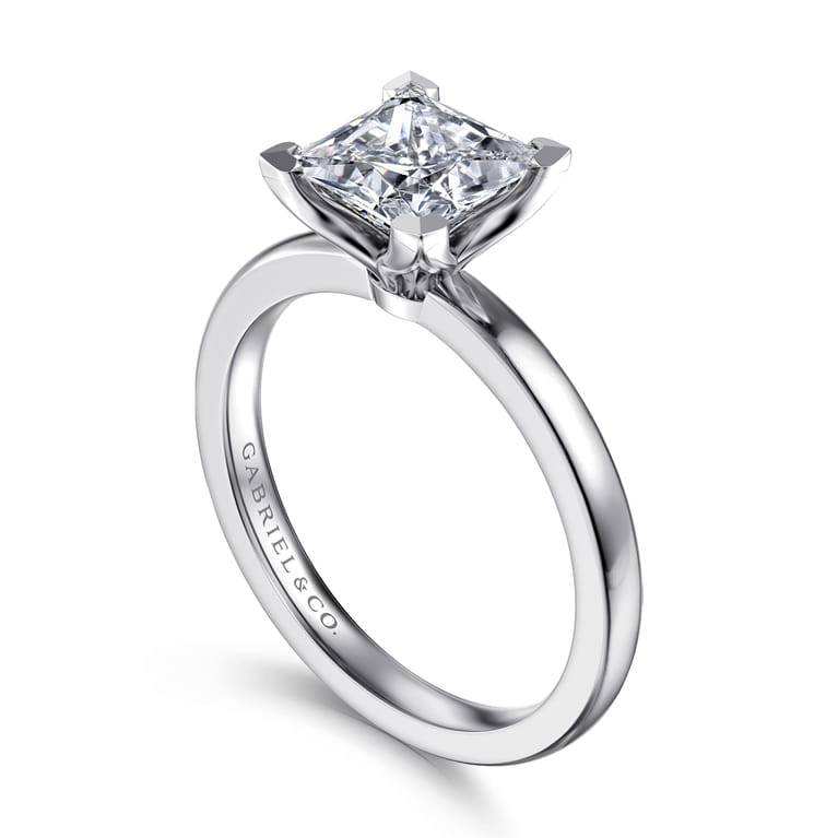 Emma - 14K White Gold Princess Cut Solitaire Engagement Ring - Shot 3