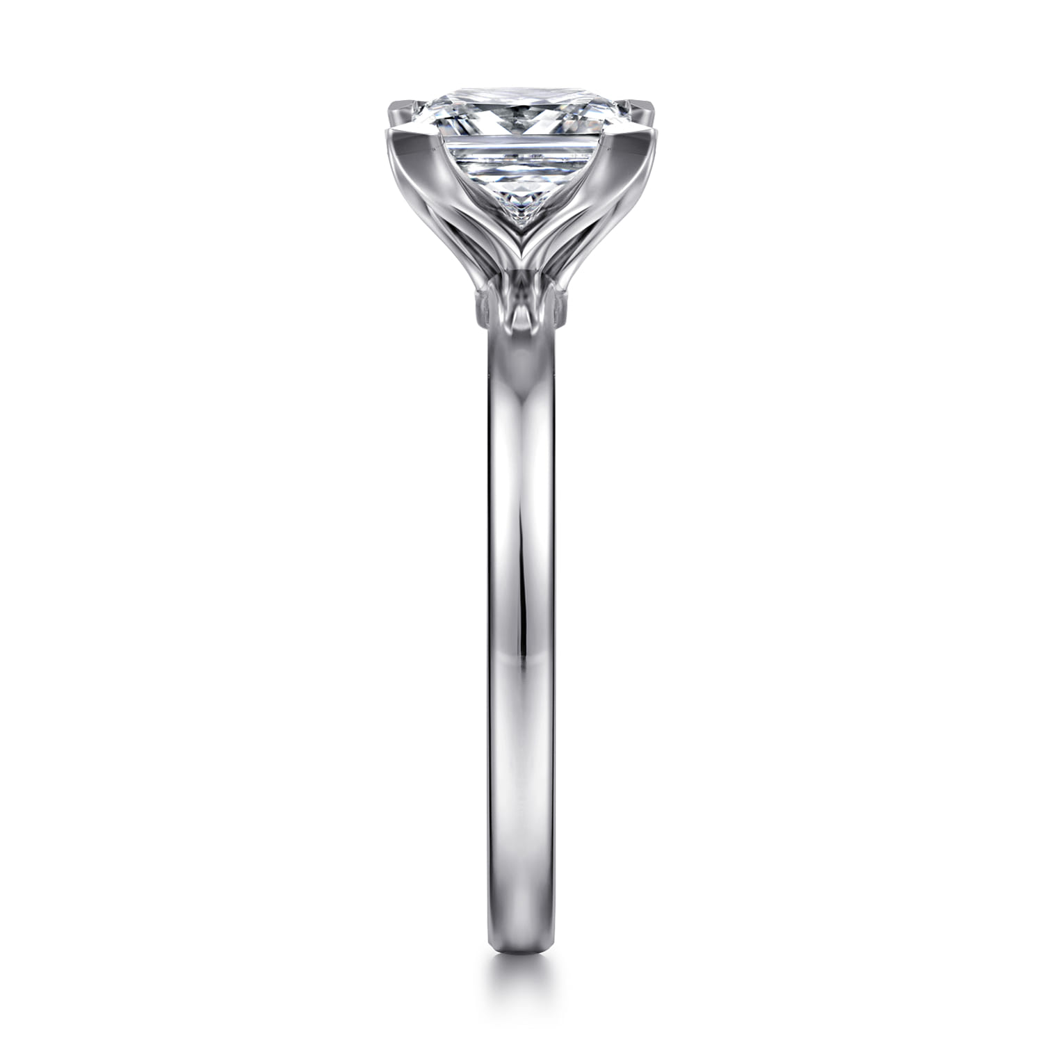 Emma - 14K White Gold Princess Cut Solitaire Engagement Ring - Shot 4