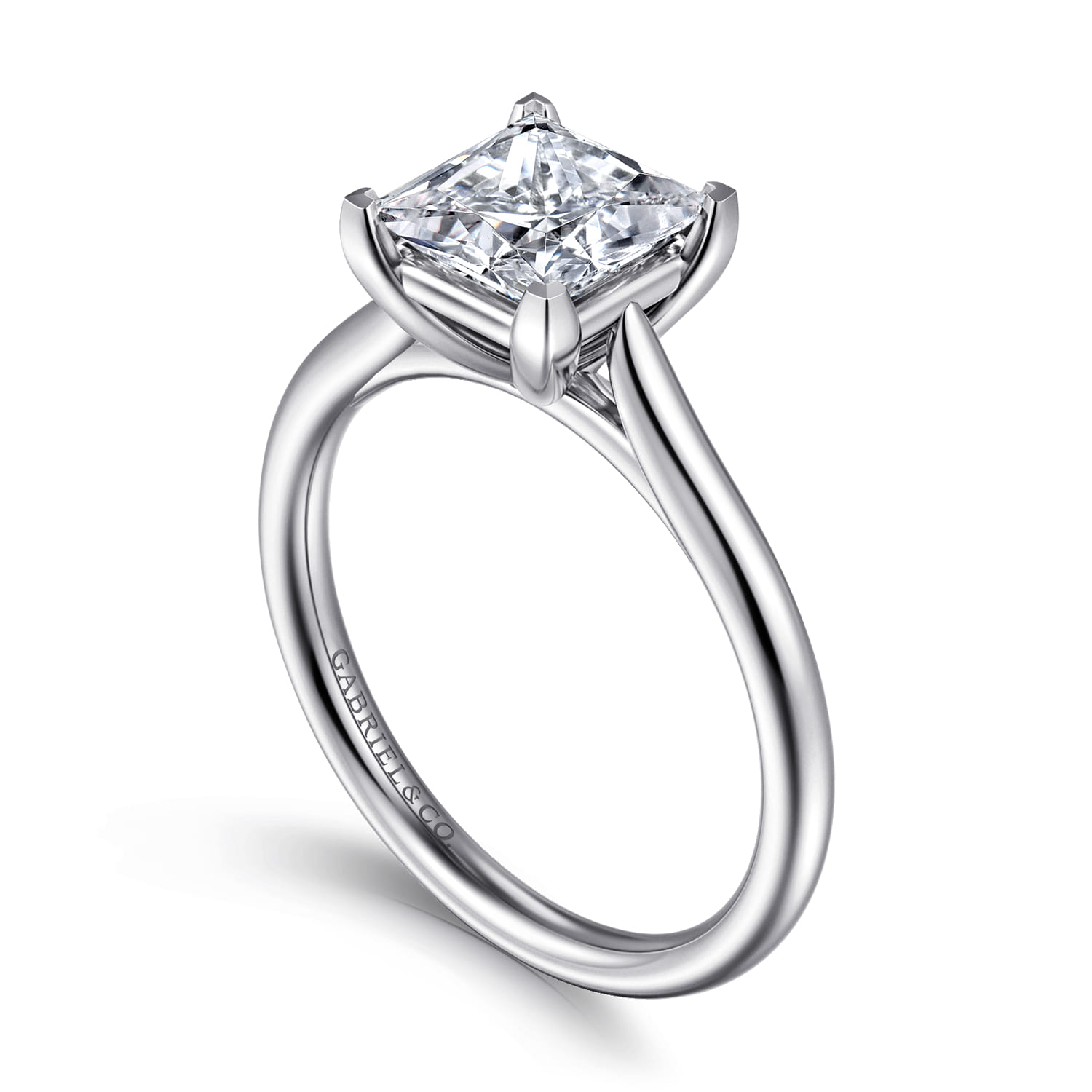 Anne - 14K White Gold Princess Cut Solitaire Diamond Engagement Ring - Shot 3