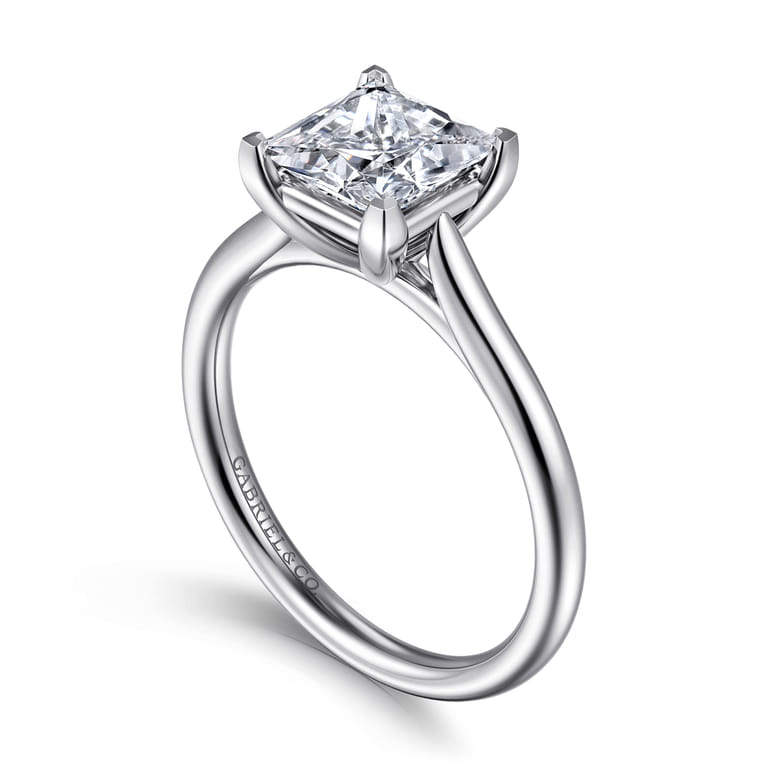 Anne - 14K White Gold Princess Cut Solitaire Diamond Engagement Ring - Shot 3