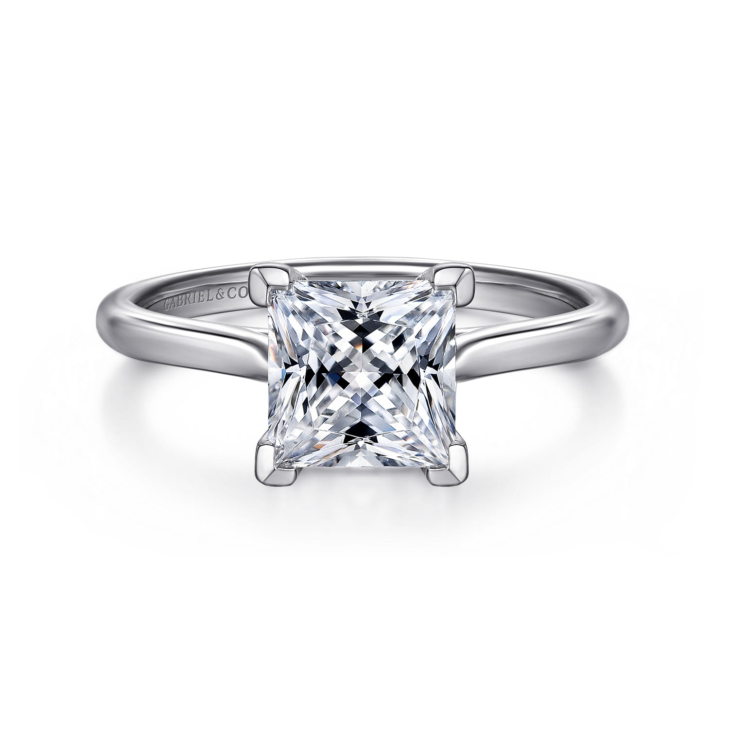 Anne - 14K White Gold Princess Cut Solitaire Diamond Engagement Ring - Shot 1