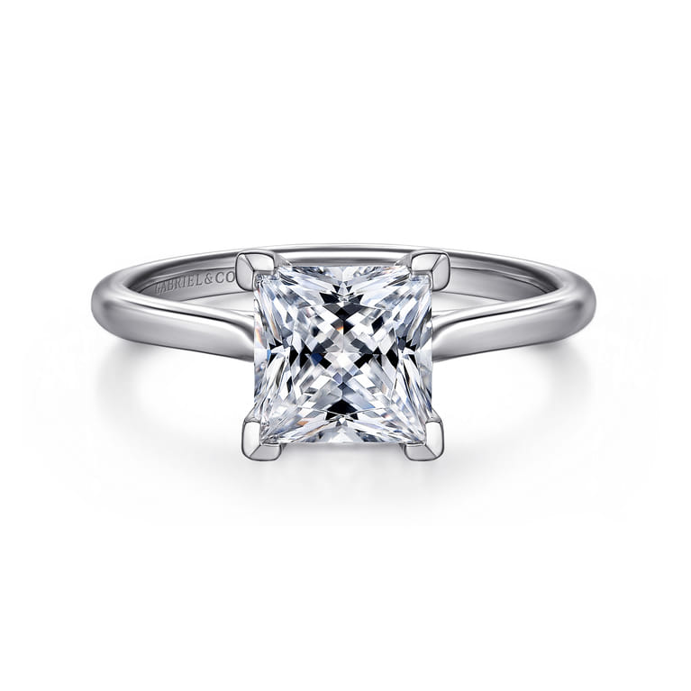 Anne - 14K White Gold Princess Cut Solitaire Diamond Engagement Ring - Shot 1