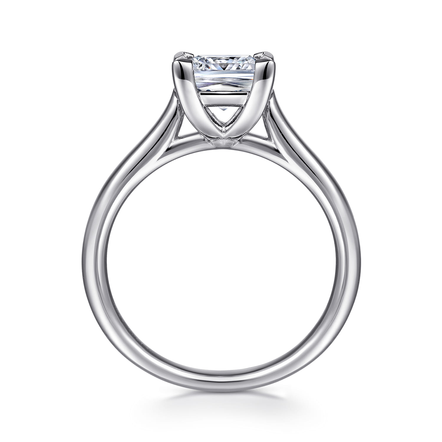 Anne - 14K White Gold Princess Cut Solitaire Diamond Engagement Ring - Shot 2