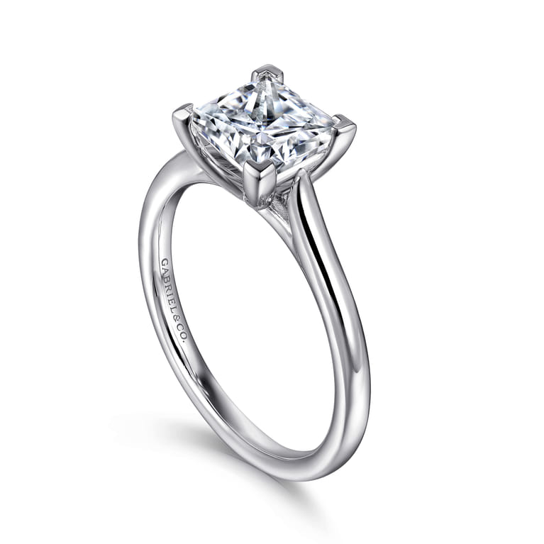 Anne - 14K White Gold Princess Cut Solitaire Diamond Engagement Ring - Shot 3