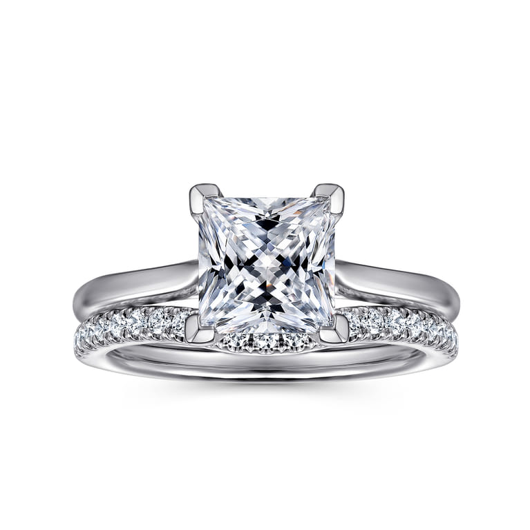 Anne - 14K White Gold Princess Cut Solitaire Diamond Engagement Ring - Shot 4