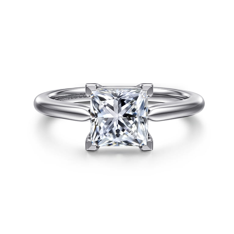Anushka - 14K White Gold Princess Cut Solitaire Diamond Engagement Ring - Shot 1
