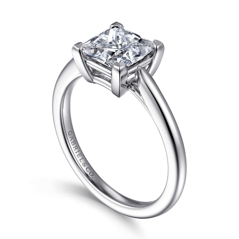 Anushka - 14K White Gold Princess Cut Solitaire Diamond Engagement Ring - Shot 3