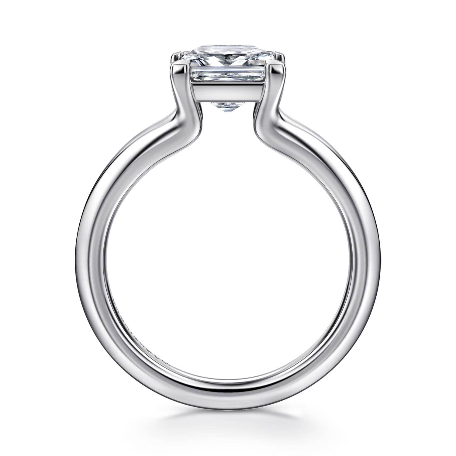 Annie - 14K White Gold Split Shank Princess Cut Diamond Engagement Ring - Shot 2