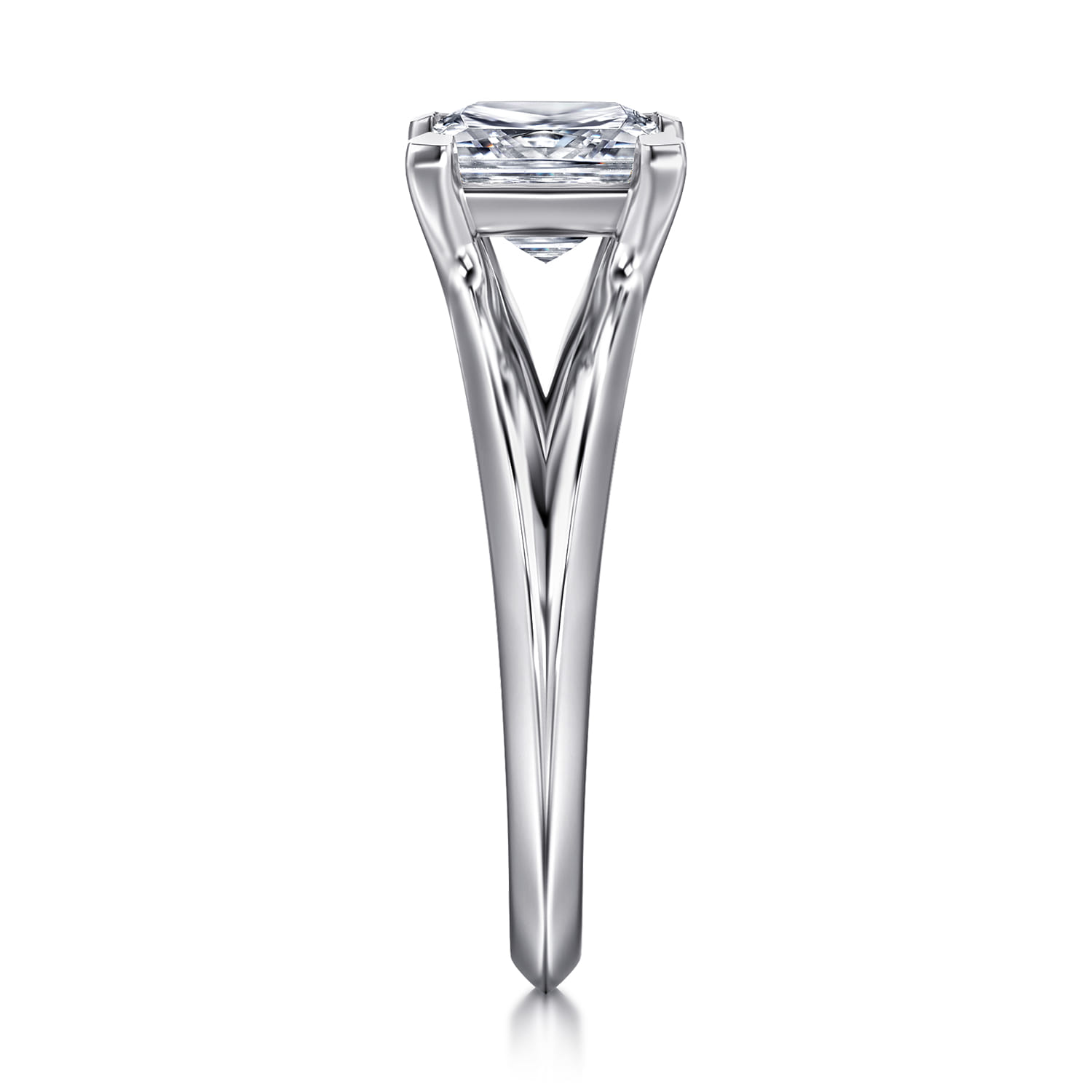 Annie - 14K White Gold Split Shank Princess Cut Diamond Engagement Ring - Shot 4
