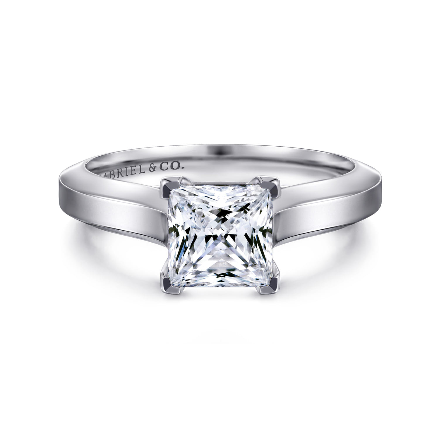 Hunter - 14K White Gold Princess Cut Diamond Engagement Ring - Shot 1