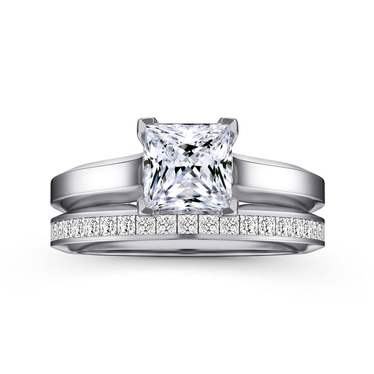 Hunter - 14K White Gold Princess Cut Diamond Engagement Ring - Shot 4