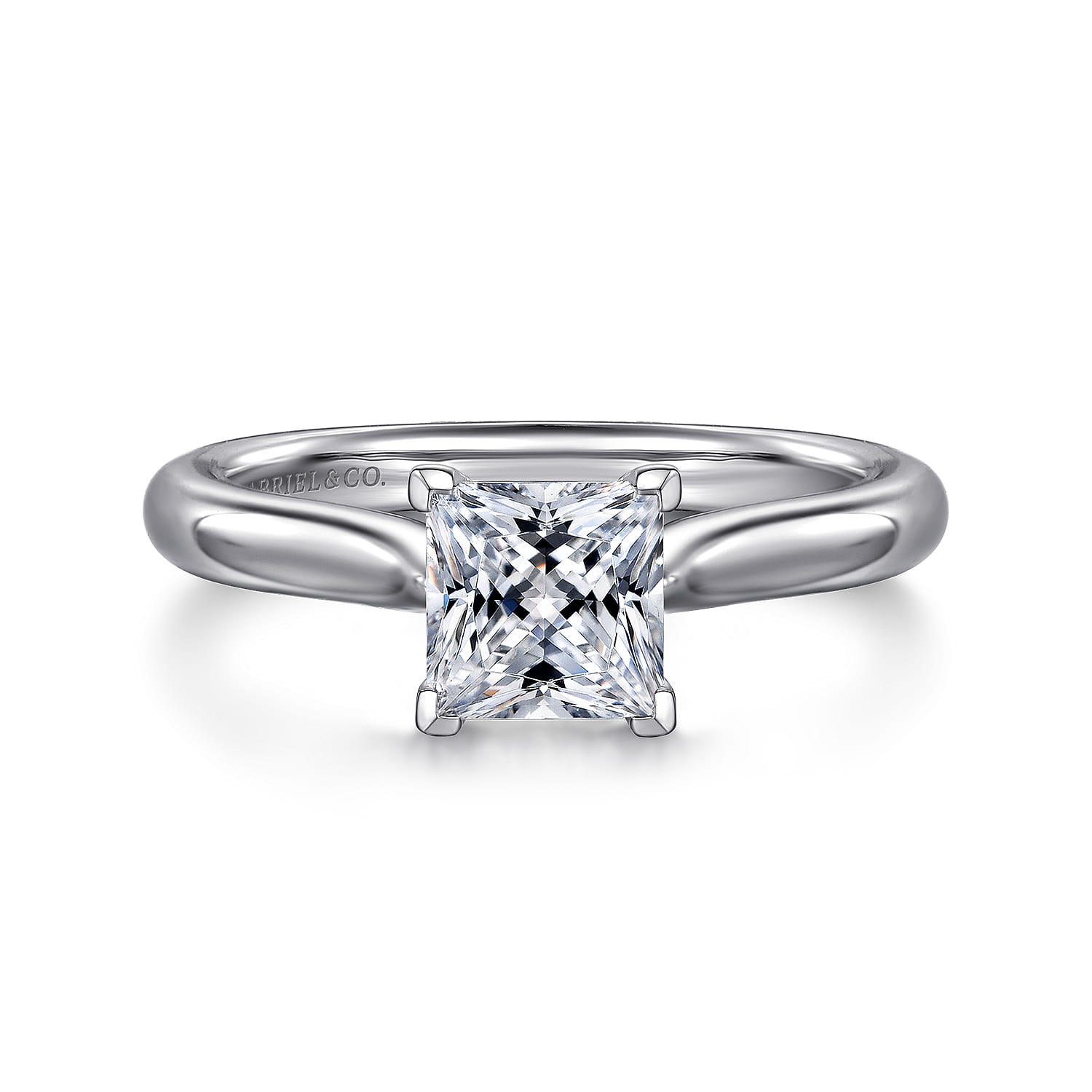 Lauren - 14K White Gold Princess Cut Diamond Engagement Ring - Shot 1