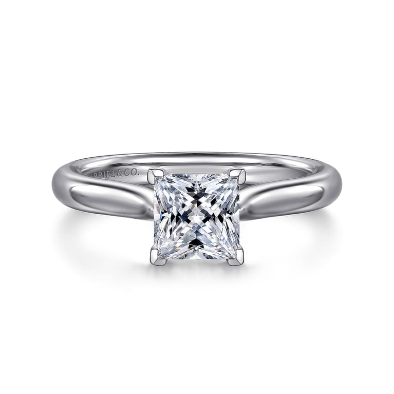 Lauren - 14K White Gold Princess Cut Diamond Engagement Ring - Shot 1
