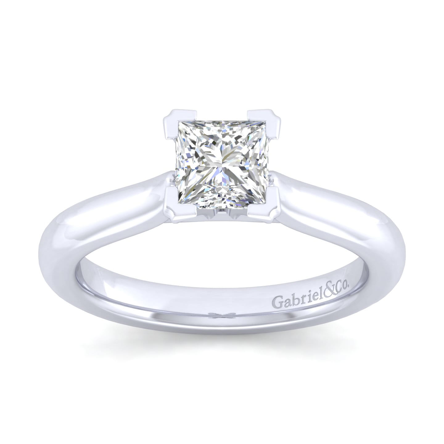 Lauren - 14K White Gold Princess Cut Diamond Engagement Ring - Shot 5