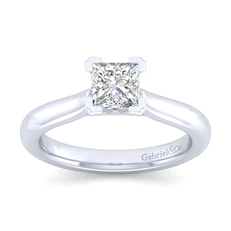 Lauren - 14K White Gold Princess Cut Diamond Engagement Ring - Shot 5