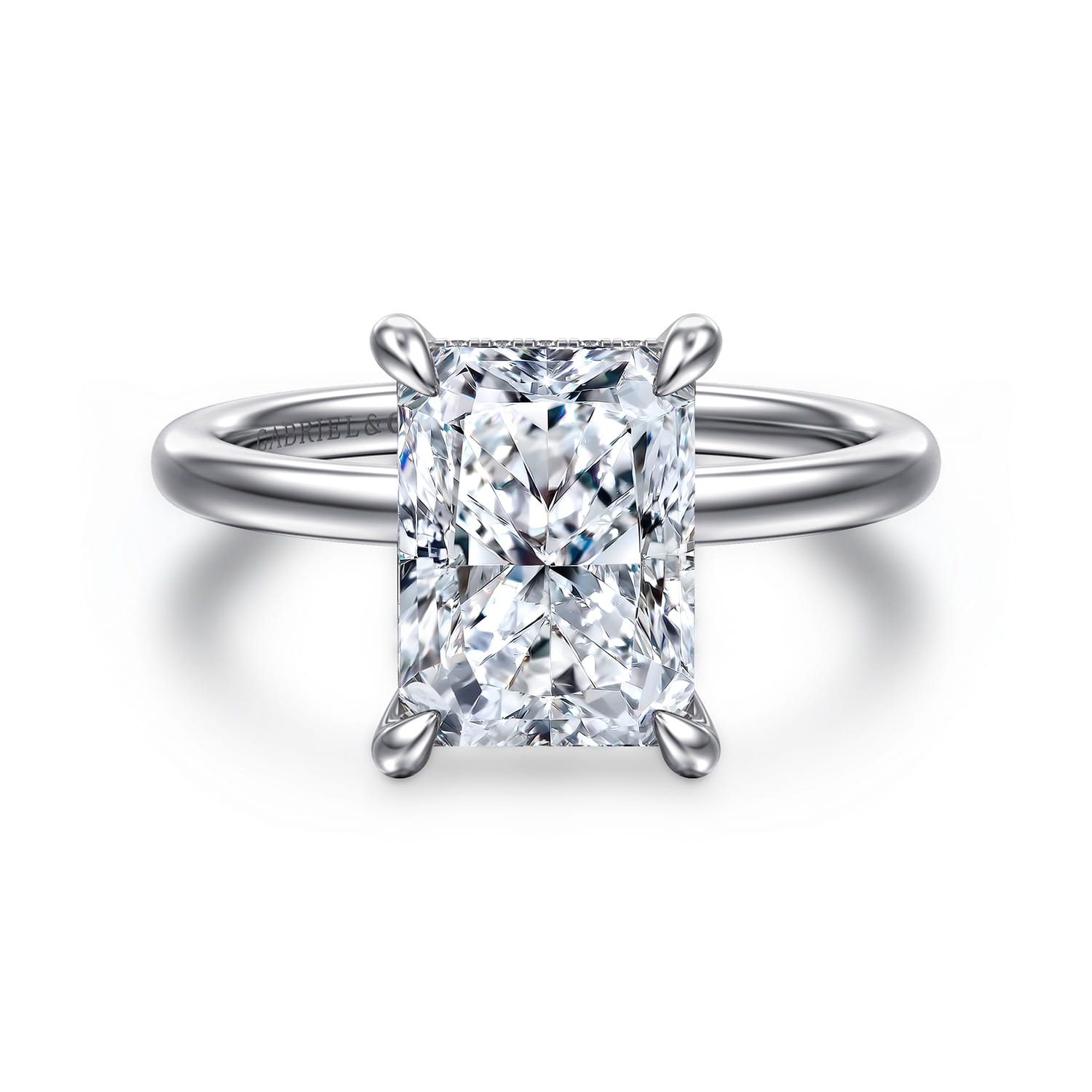 Cari - 14K White Gold Radiant Cut Diamond Engagement Ring - 0.08 ct - Shot 1