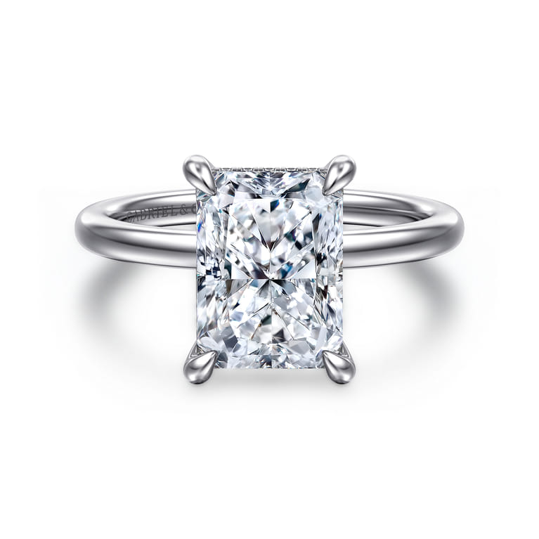 Cari - 14K White Gold Radiant Cut Diamond Engagement Ring - 0.08 ct - Shot 1