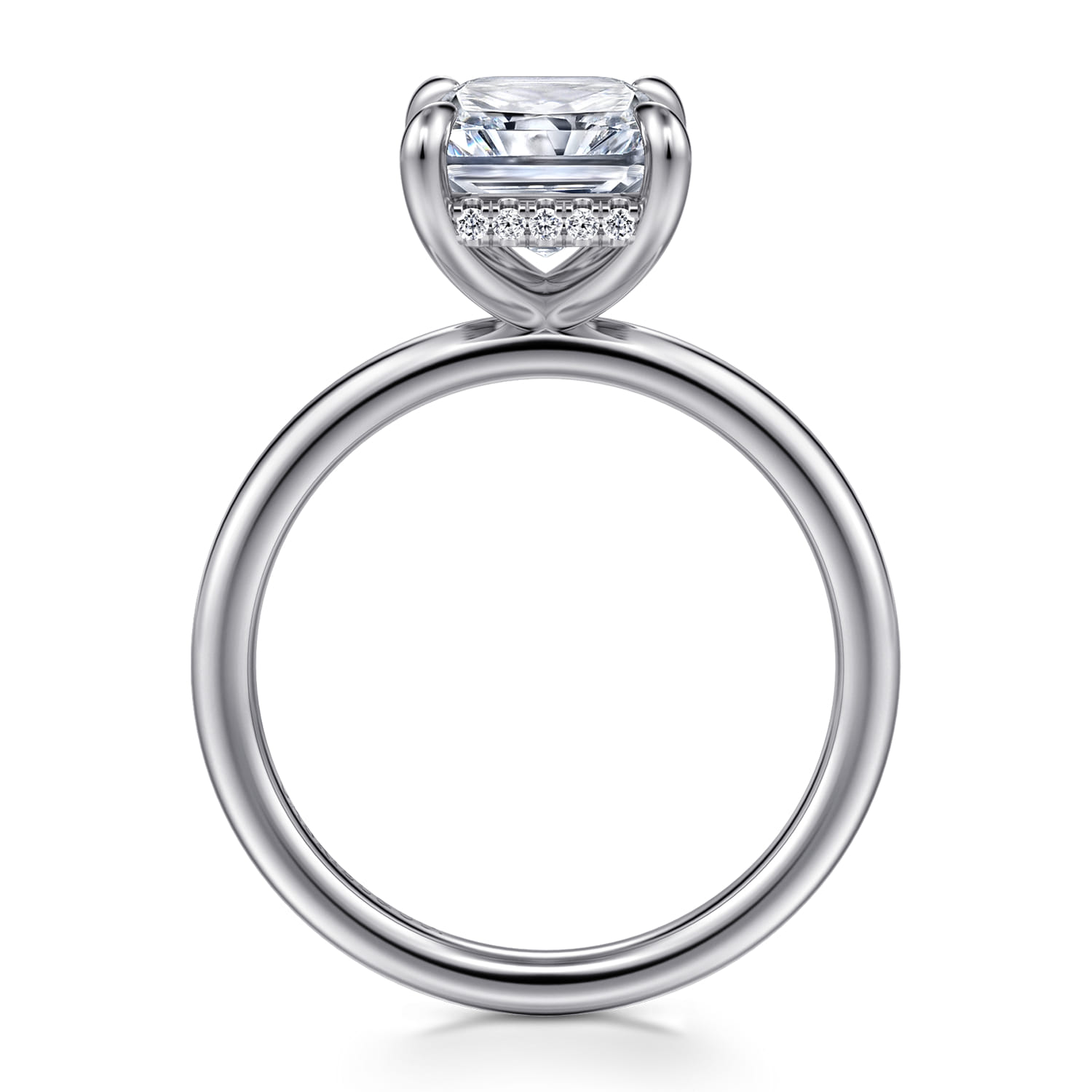 Cari - 14K White Gold Radiant Cut Diamond Engagement Ring - 0.08 ct - Shot 2