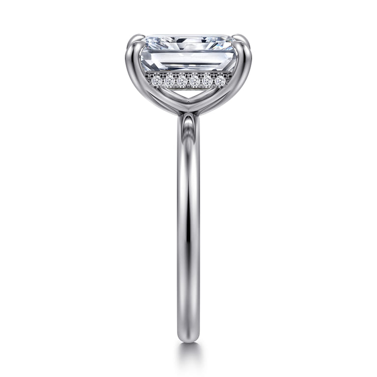 Cari - 14K White Gold Radiant Cut Diamond Engagement Ring - 0.08 ct - Shot 4