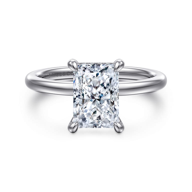 Cari - 14K White Gold Radiant Cut Diamond Engagement Ring - 0.05 ct - Shot 1