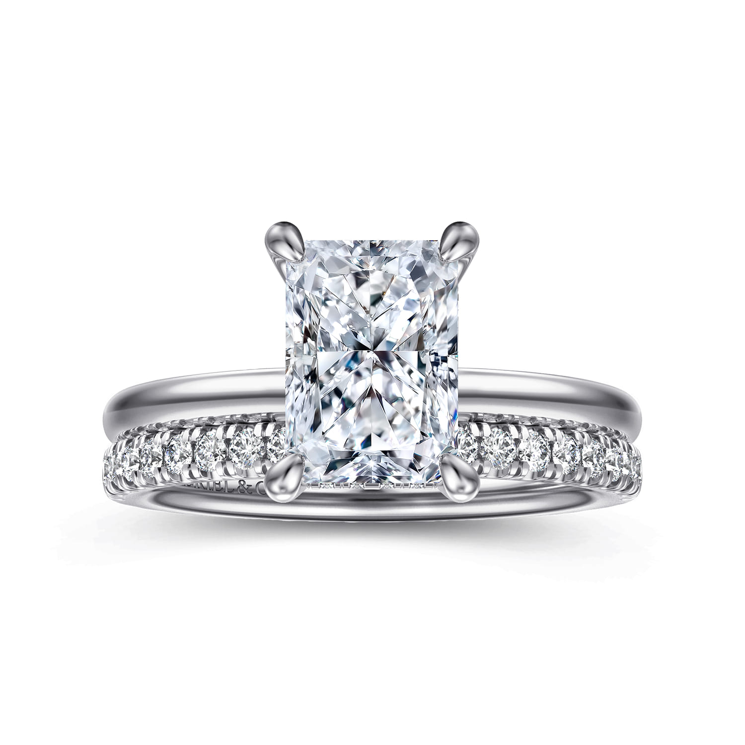 Cari - 14K White Gold Radiant Cut Diamond Engagement Ring - 0.05 ct - Shot 4